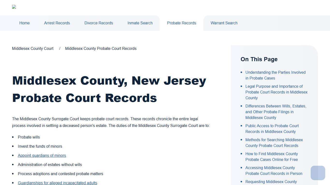 Middlesex County Probate Court Records Middlesex County Court