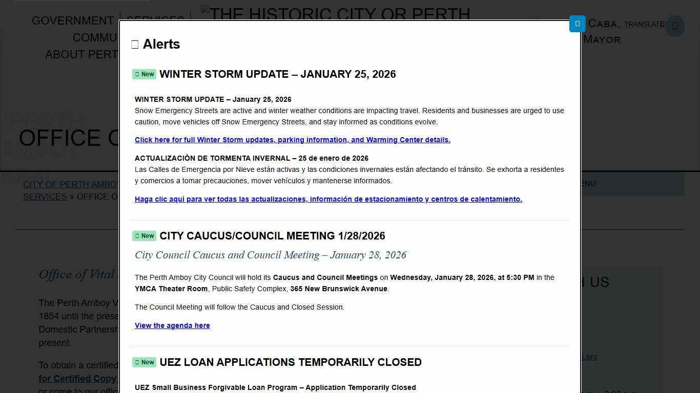 Office of Vital Statistics - City of Perth Amboy