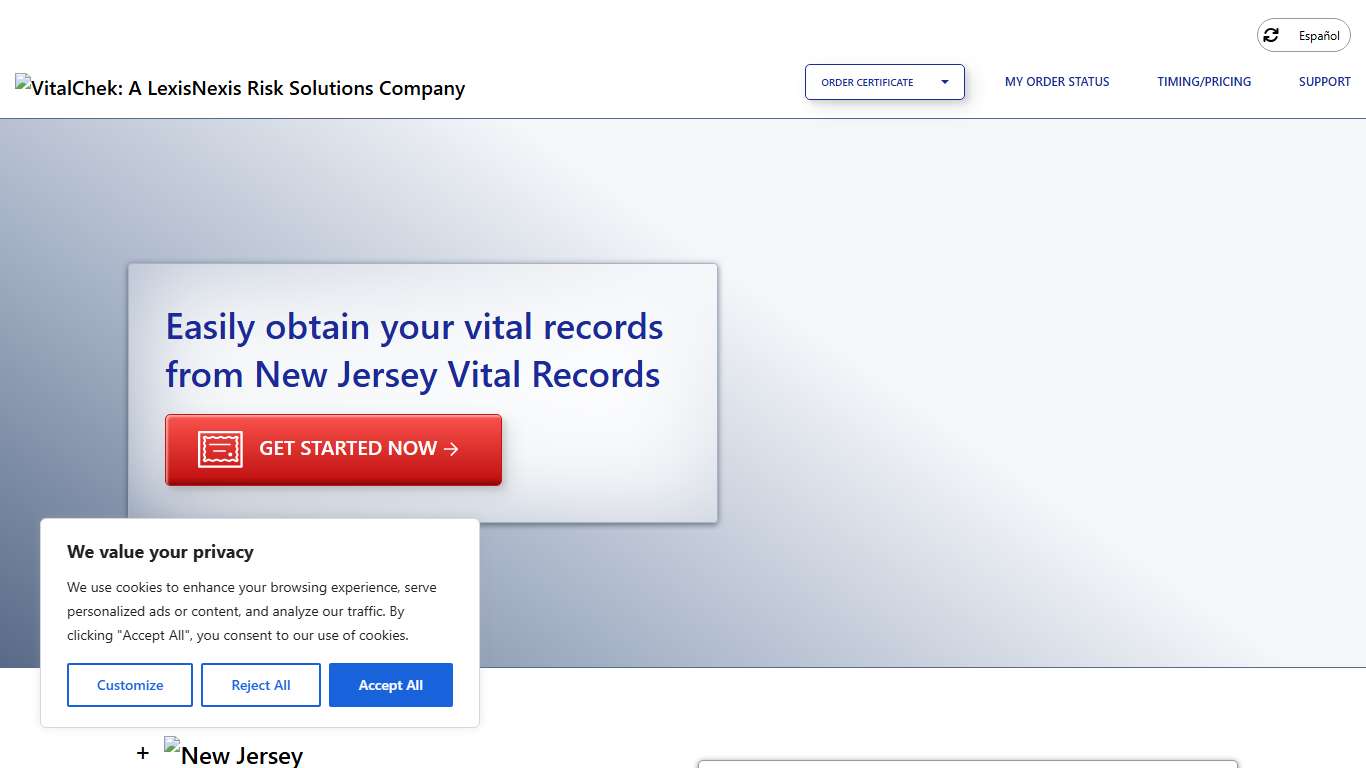 New Jersey Vital Records (NJ) Order Certificates - VitalChek