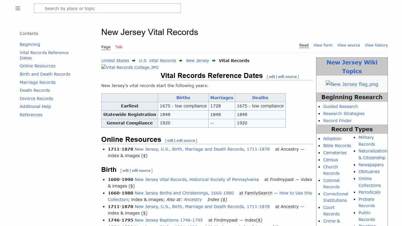 New Jersey Vital Records • FamilySearch
